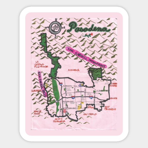 Pasadena Sticker by PendersleighAndSonsCartography